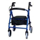 Blue Soft Seat Aluminum Rollator with Curved Back