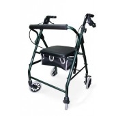 Green Soft Seat Aluminum Rollator with Straight Backrest