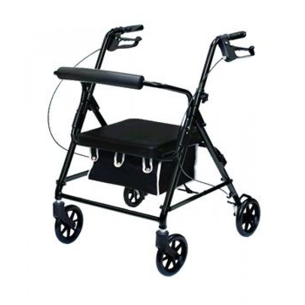 Black Invacare Lightweight Rollator with Loop Brakes PMI1025BKLP